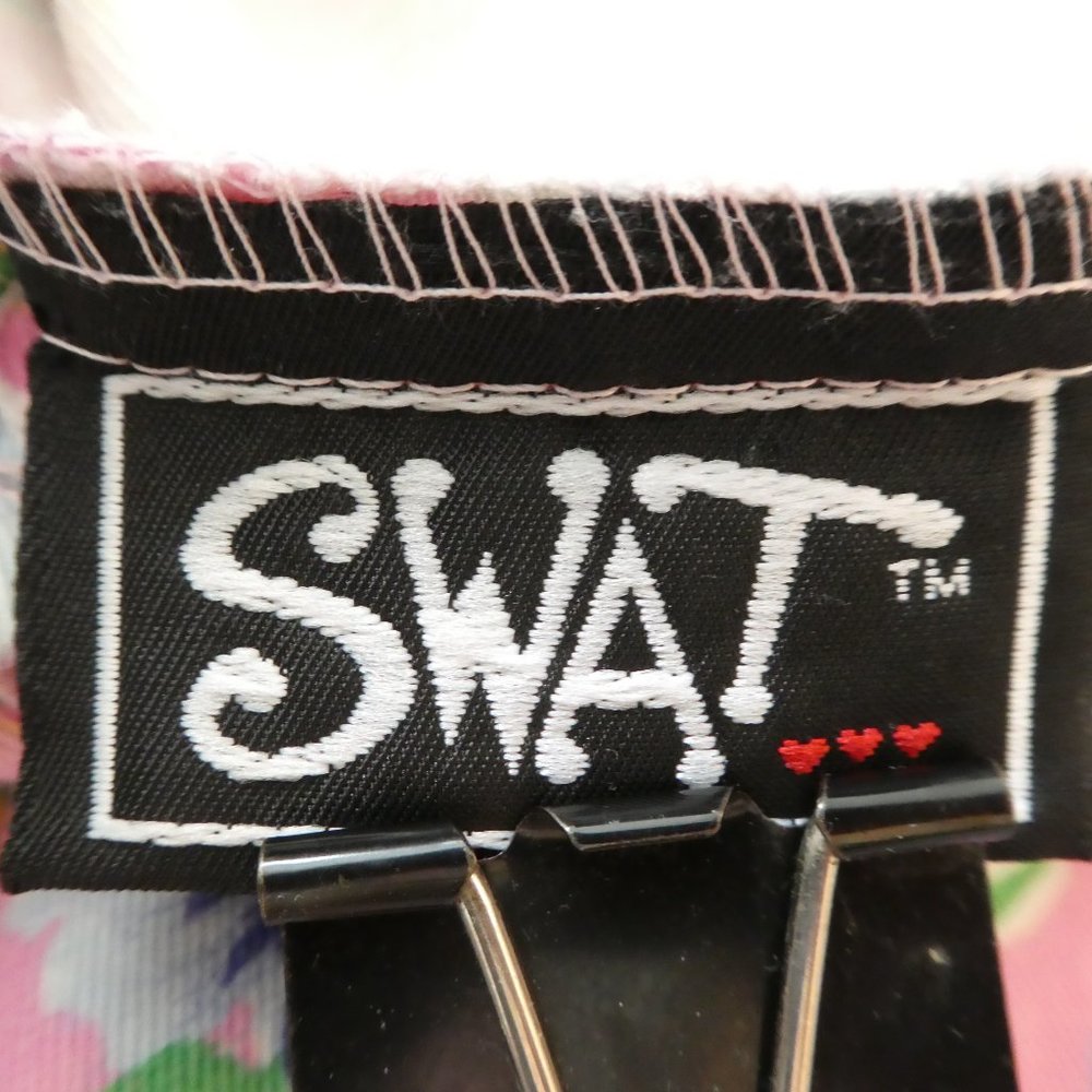 Vintage Pink Floral Pull On Pants Girly Retro Elastic Waist Cotton High Rise - Picture 5 of 8